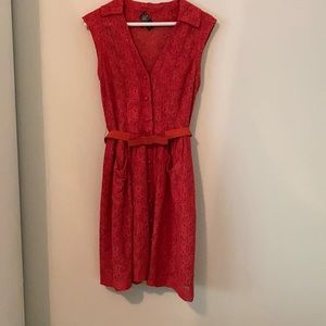 Coral lace dress- Tracy Reese for Anthropologie